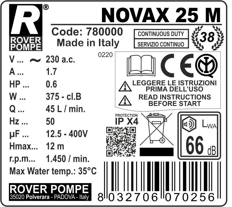 NOVAX 25I Stainless Steel Transfer Pump - ROVER POMPE - 2